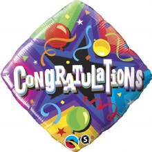 Congratulations, Colorful Diamond • Standard Size 18in. Mylar Helium Balloon