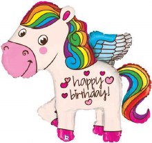 Rainbow Happy Birthday Pegasas ~ 28"