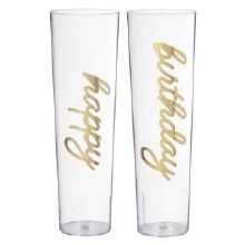 Golden Bday Champagne Glasses