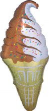 Summer, Ice Cream Vanilla & Chocolate Holographic Swirl Shape • Jumbo 41in. Mylar Helium Balloon