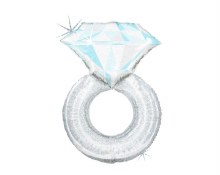 Diamond Ring, Holographic Silver Platinum Shape • Jumbo 38in. Mylar Helium Balloon