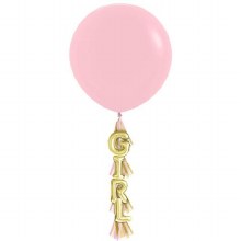 Pink, It's A Girl, Tassel • 30in. Latex Helium Balloon