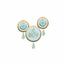 Oh Baby Blue Fan Decor 3pc