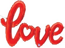 Air Fill Love Script, Red • 47in. Mylar Banner/Decoration