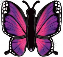 Insect • Butterfly, Radiant Holographic Pink & Purple • Jumbo 46in. Mylar Helium Balloon