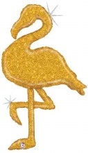 Bird, Flamingo Holographic Gold Shape • Jumbo 53" Mylar Helium Balloon