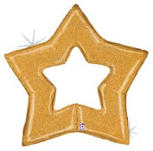 Mega Jumbo Size Open Star ~ HOLOGRAPHIC GOLD 48"