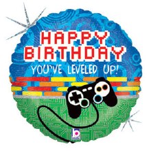 Gamer • Happy Birthday • 18in. Standard Size Mylar Helium Balloon