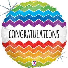 Congratulations, Rainbow Chevron • Standard Size 18in. Mylar Helium Balloon