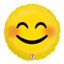 Emoji, Blushing Smiley • Standard Size 18in. Mylar Helium Balloon