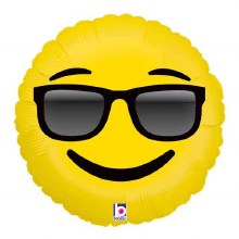 Emoji, Sunglasses • Standard Size 18in. Mylar Helium Balloon