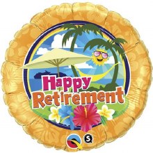 Happy Retirement, Tropical Retreat • Standard Size 18in. Mylar Helium Balloon