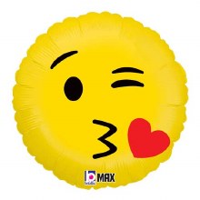 Emoji, Kiss • Standard Size 18in. Mylar Helium Balloon