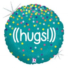 Hugs Holographic • Standard Size 18in. Mylar Helium Balloon