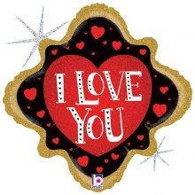 I Love You, Holographic Vintage Sign Shape • Standard Size 18in. Mylar Helium Balloon