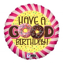 Donut Have A Good Birthday Standard Size Mylar Helium Ballooon 18in.