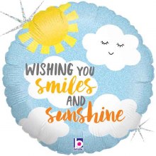 Wishing You Smiles And Sunshine • Standard Size 18in. Mylar Helium Balloon