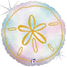 Under The Sea, Sand Dollar Glitter Round • Standard Size 18in. Mylar Helium Balloon