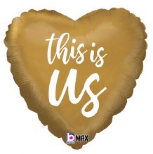 Chrome Gold Heart Shape, This Is Us • Standard Size 18in. Mylar Helium Balloon