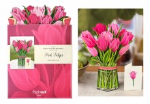 Ready to Ship Pop Up Flowers & Card • Pink Tulips