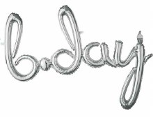 AirFill (You Fill) B-Day Silver Script Banner/Prop ~ 37"