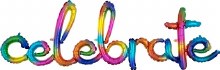 AIRFILL (NO HELIUM) Celebrate Rainbow Script Banner ~ 14"x59"