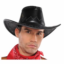 Cowboy Hat Faux Leather Black