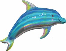 Ocean • Dolphin, Blue Iridescent • Jumbo 29in. Mylar Helium Balloon