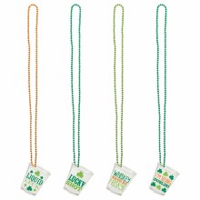 St. Patrick's Day Shot Glass 20in. Beaded Necklaces ~ 4 Pack