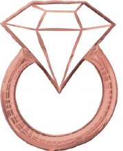 Diamond Ring, Rose Gold Shape • Jumbo 30in. Mylar Helium Balloon