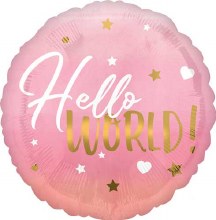 Pink, Hello World • Standard Size 18" Mylar Balloon