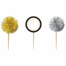 Hello NYE Clock/Tinsel Picks 16ct