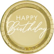Happy BDay Gold 9" Plate