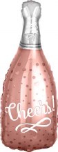 Champagne Bottle, Rose Gold Cheers • Jr. Jumbo 26in. Mylar Helium Balloon