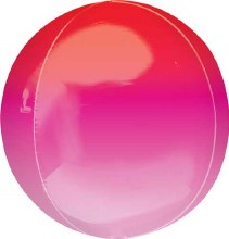 Ombre Pink/Red ORBZ Mylar Helium Balloon • 15in.