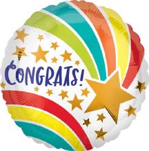 Congrats, Shooting Star • Standard Size 18in. Mylar Helium Balloon