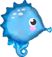 Under The Sea • Seahorse, Cute • Jr. Jumbo 21in. Mylar Helium Balloon