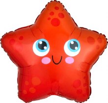 Under The Sea • Starfish, Cute • Jr. Jumbo 17in. Mylar Helium Balloon