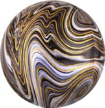 Black Marble ORBZ Mylar Helium Balloon • 15in.