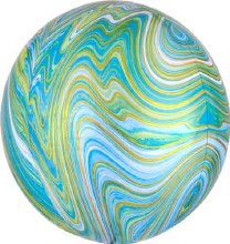 Blue/Green Marble ORBZ Mylar Helium Balloon • 15in.