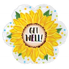 Get Well Sunflower • Standard Size 17in. Mylar Helium Balloon