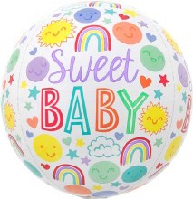 Gender Neutral, Sweet Baby • Jr. Jumbo 16" Orbz Mylar Helium Balloon
