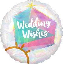 Wedding Wishes, Iridescent Diamond Ring Round • Standard Size 18in. Mylar Helium Balloon