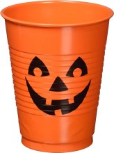 25 oz. Plastic Orange Jack-O-Lantern Cups ~ 25 Pack