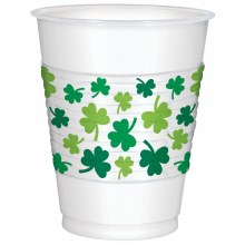 St. Patrick's Day Shamrocks 16oz. Plastic Cups ~ 25 Pack