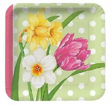 Polka Dot Garden 9in. Square Paper Plates ~ 8 Count