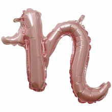 Mini 16in. Air-Fill Only Letter Mylar Balloon • Rose Gold Script N