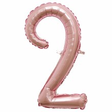 Mini 16in. Air-Fill Only Number Mylar Balloon • Rose Gold Script 2