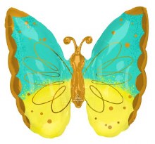 Insect • Butterfly, Yellow & Mint • Jumbo 25in. Mylar Helium Balloon