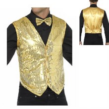 Gold Sequin Vest Large